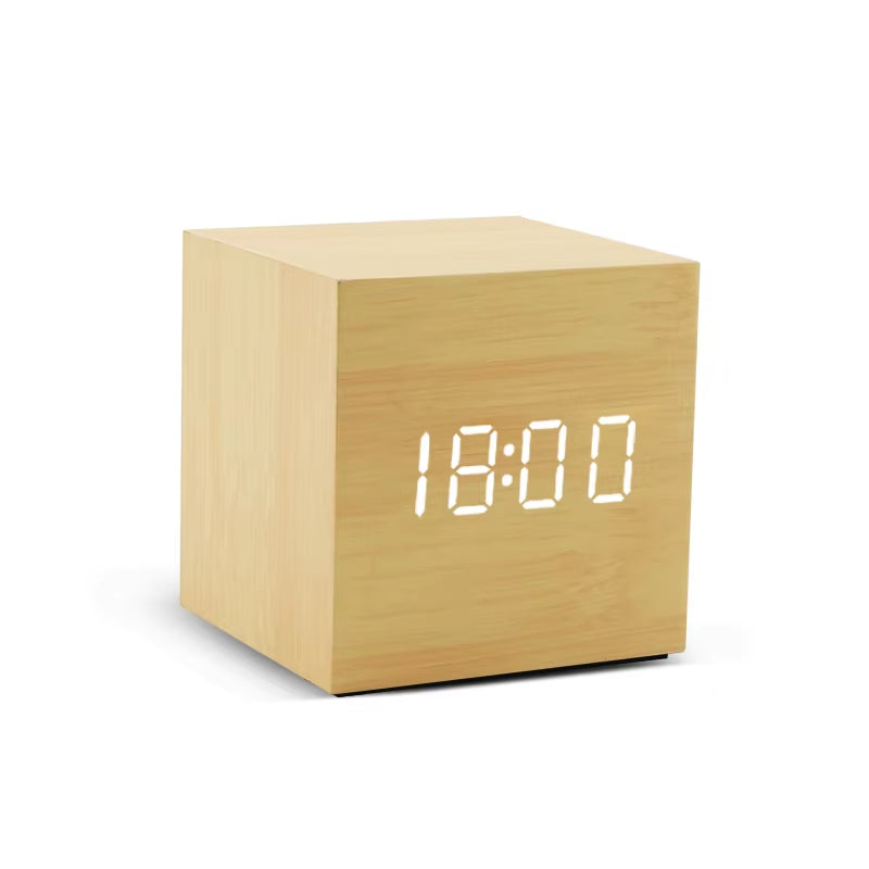LumiWood™ Digital LED Alarm Clock – Minimalist Wooden Glow