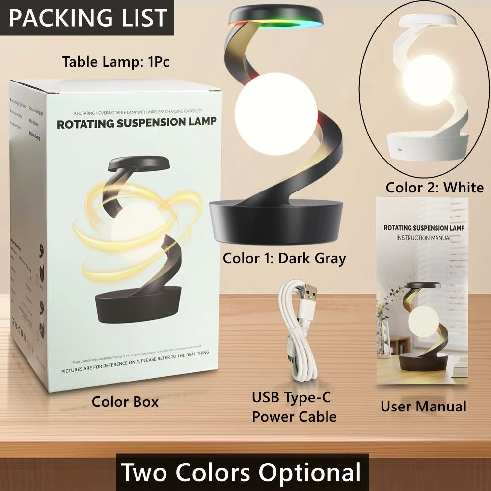 AuraGlide™ Rotating Lamp & Wireless Charger (RGB Edition)