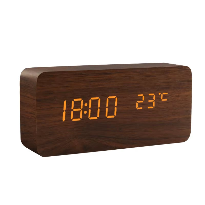 LumiWood™ Digital LED Alarm Clock – Minimalist Wooden Glow