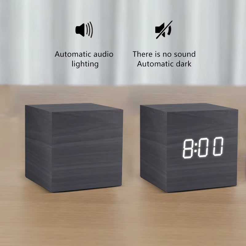 LumiWood™ Digital LED Alarm Clock – Minimalist Wooden Glow