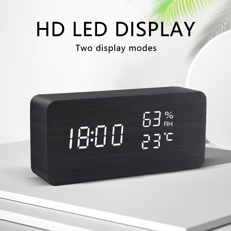 LumiWood™ Digital LED Alarm Clock – Minimalist Wooden Glow