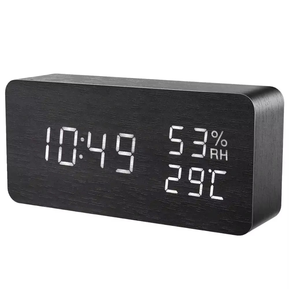 LumiWood™ Digital LED Alarm Clock – Minimalist Wooden Glow