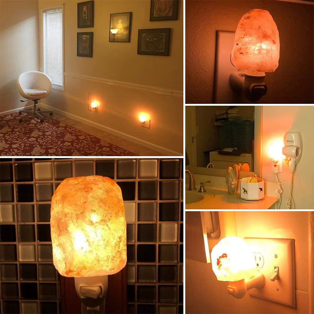 Himalayan Salt Lamp Night Bedside LED Night Light Home Decor Air Purifying with Plug Release Negative Ions EU US UK Plug